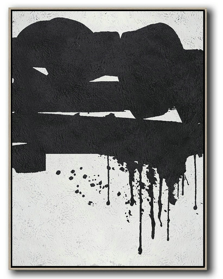 Pop Art Canvas,Black And White Minimal Painting On Canvas - Large Living Room Decor